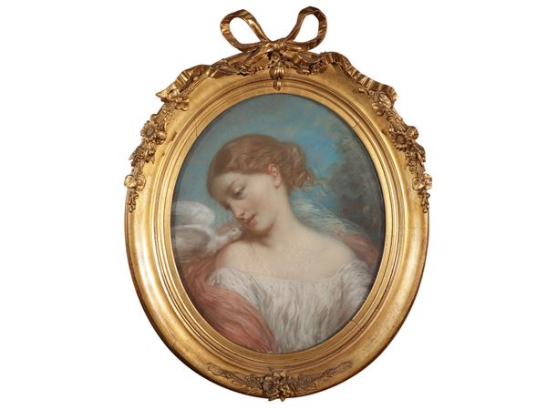 Pierre-Joseph Dedereux Dorcy : Girl with dove  - Auction Florentine Style - Maison Bibelot - Casa d'Aste Firenze - Milano