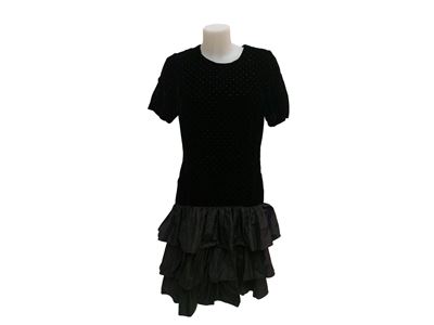 Abito in Vellulo Nero con Piccoli Strass