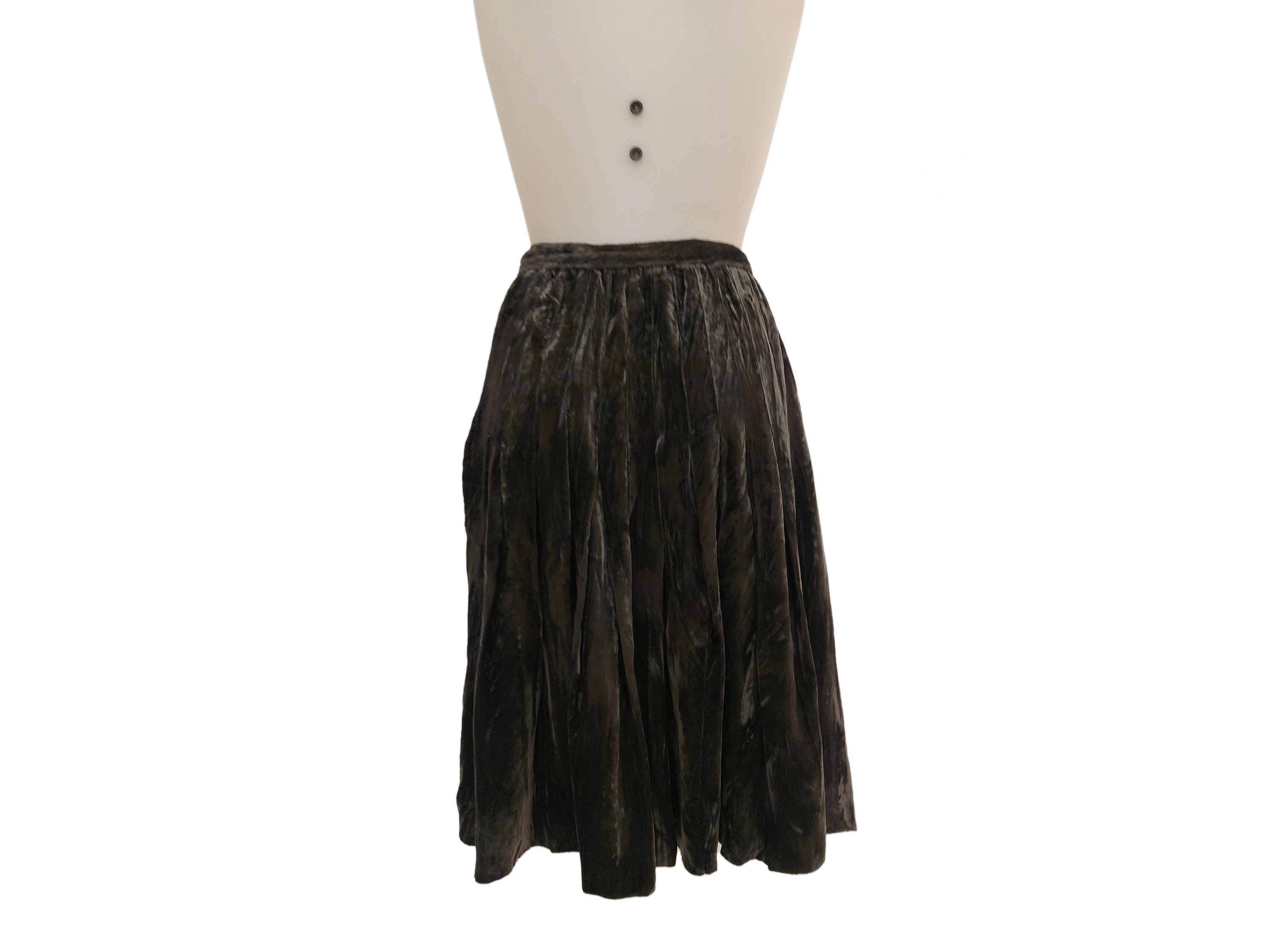 Saint Laurent - Gonna in Velluto Devoré Grigio Scuro