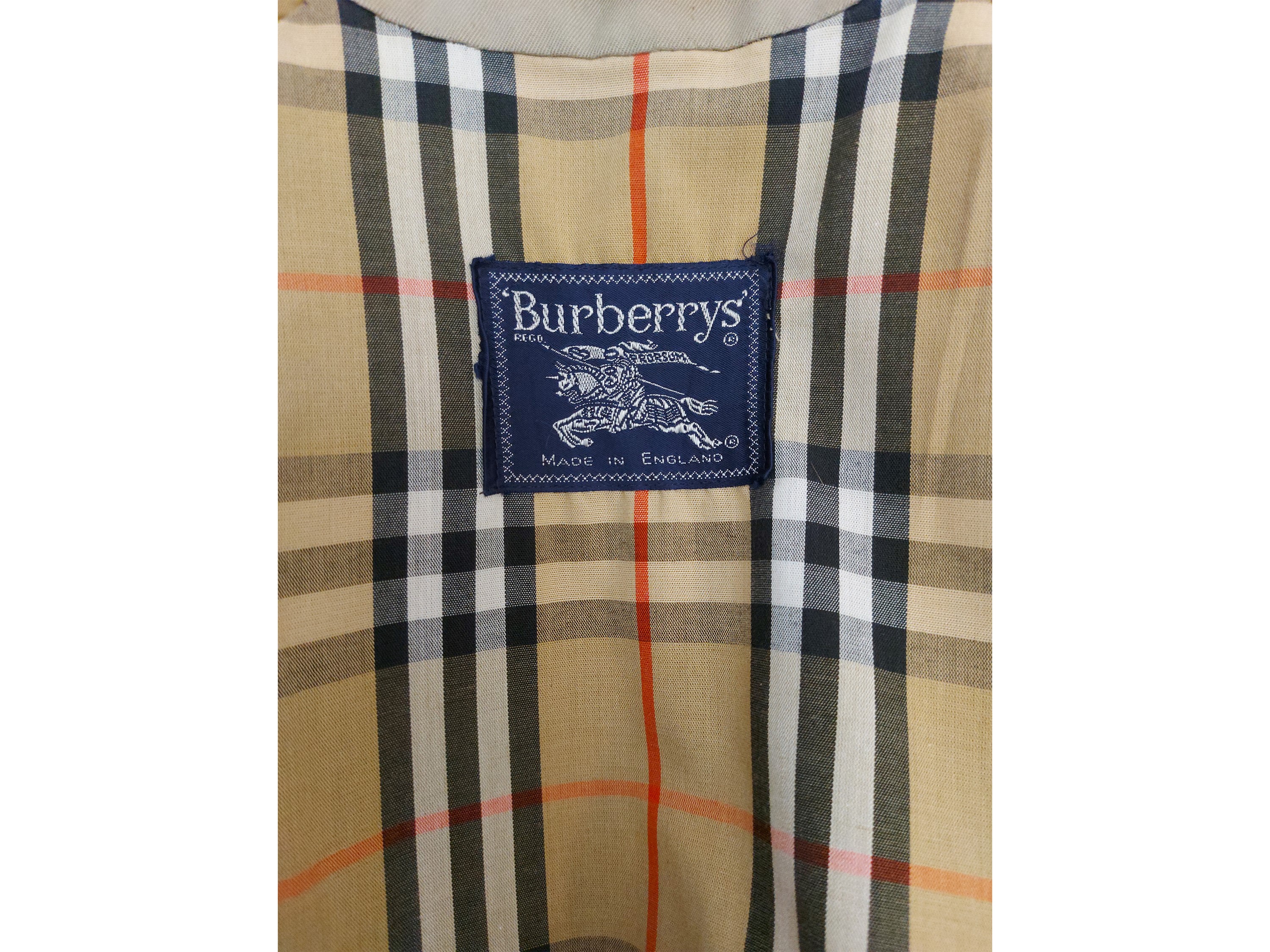 Burberrys, Trench da uomo beige con fodera tartan
