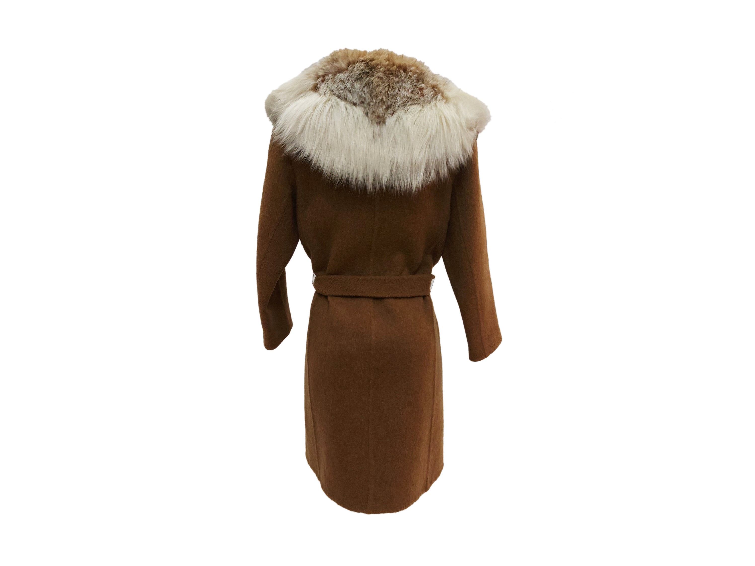 Cappotto in Lana Color Biscotto con Collo in Lince