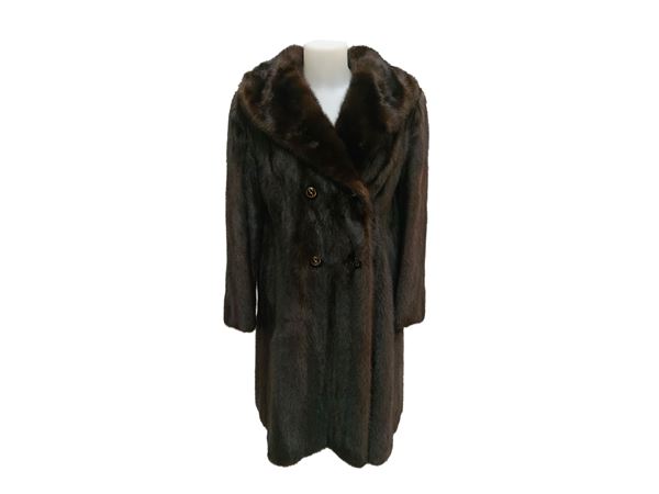 Cappotto in pelliccia di visone marrone