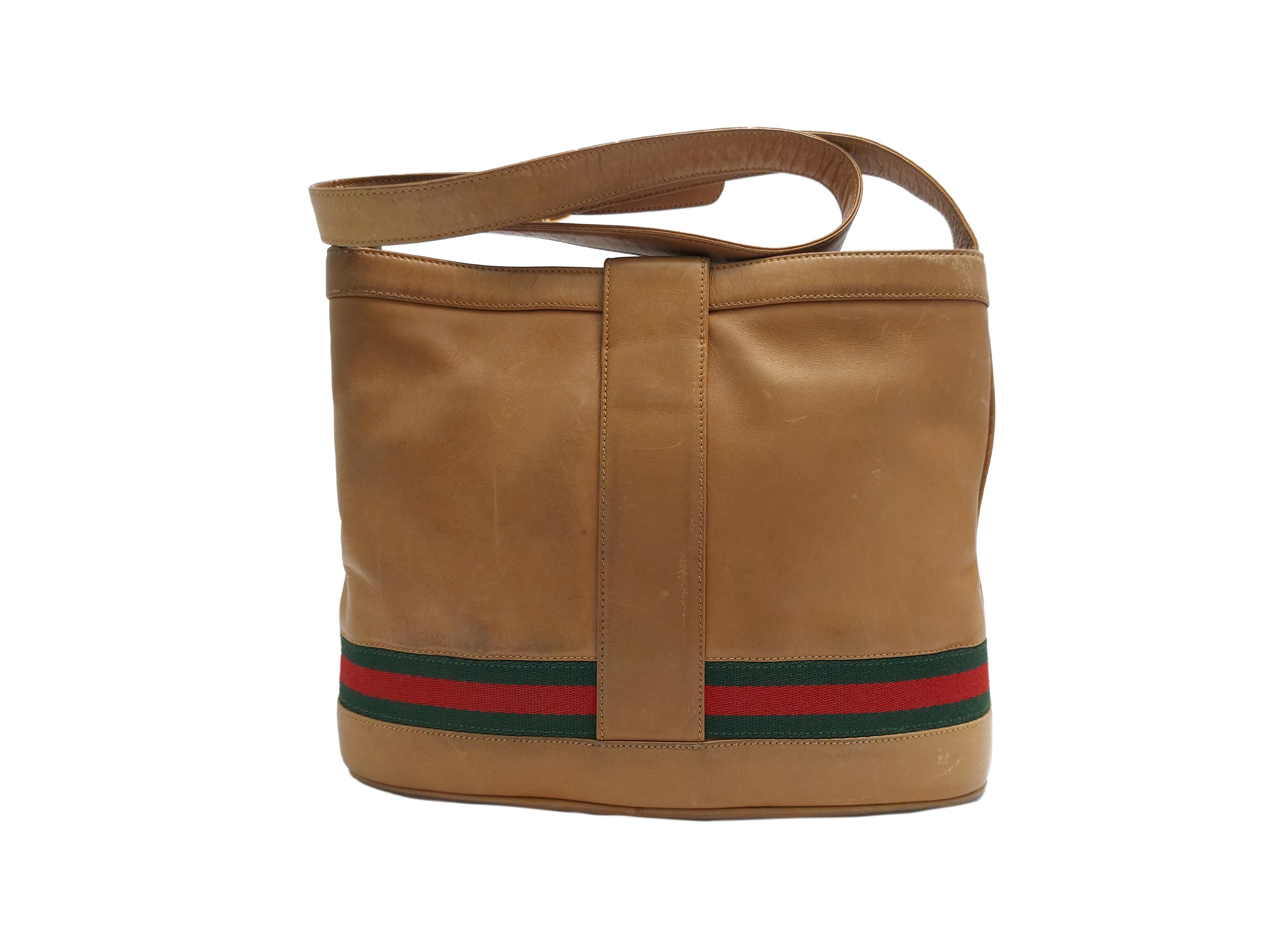 Gucci, Borsa a secchiello in cuoio grasso beige, Anni Settanta