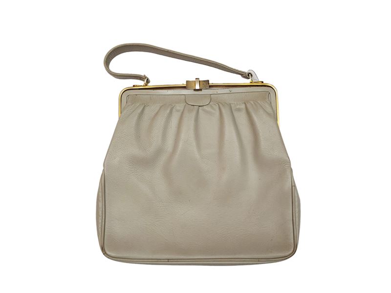Borsa a mano in pelle grigio perla, America, Anni Quaranta