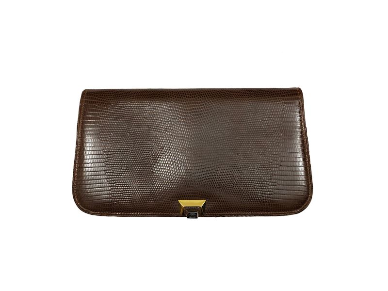 Gucci, Borsa a tracolla in lucertola color cognac, Anni Sessanta