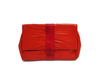 Gucci, Borsa a tracolla in nappa rossa con dettagli in pitone