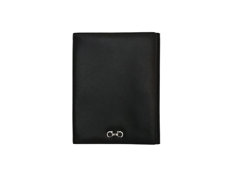Salvatore Ferragamo, Porta tablet in pelle nera con dust bag