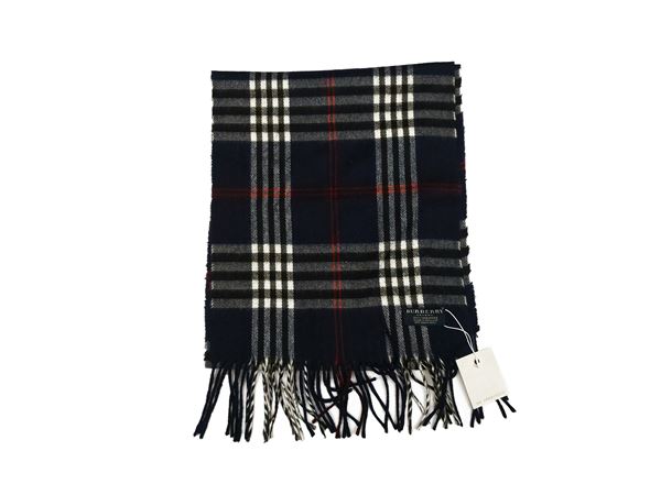 Burberry - Sciarpa in cashmere tartan blu  - Asta Vintagemania - Maison Bibelot - Casa d'Aste Firenze - Milano