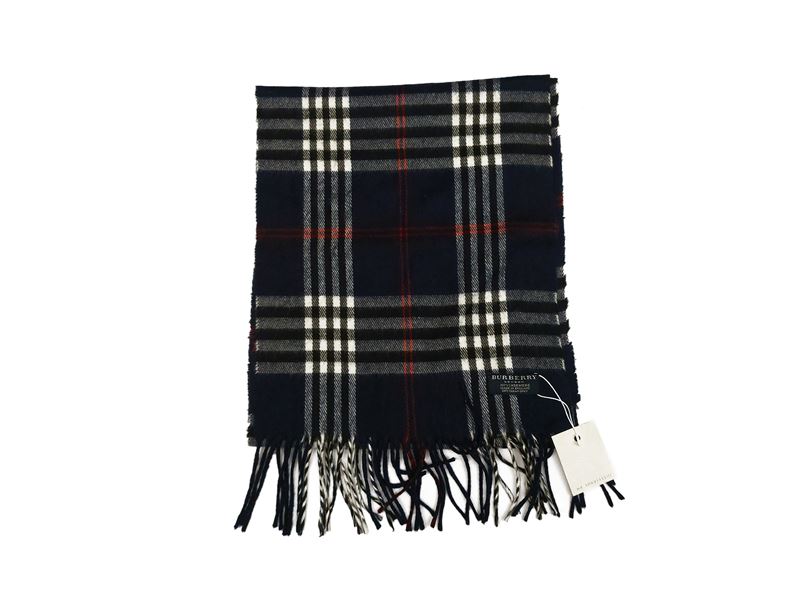 Burberry, Sciarpa in cashmere tartan blu