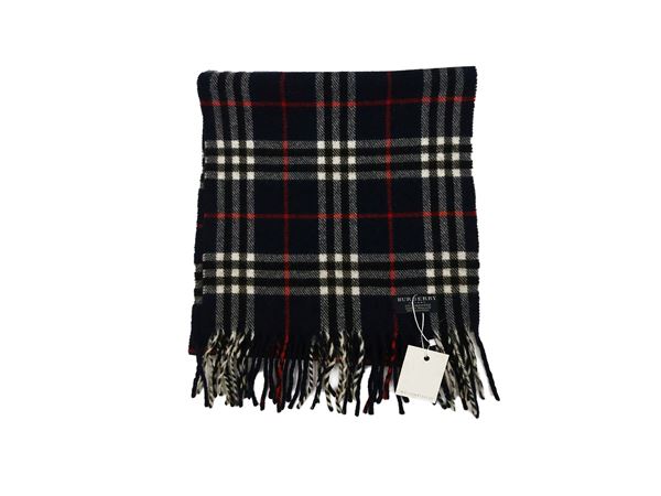 Burberry - Sciarpa in cashmere tartan blu