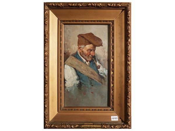 Portrait of an elderly man with a pipe