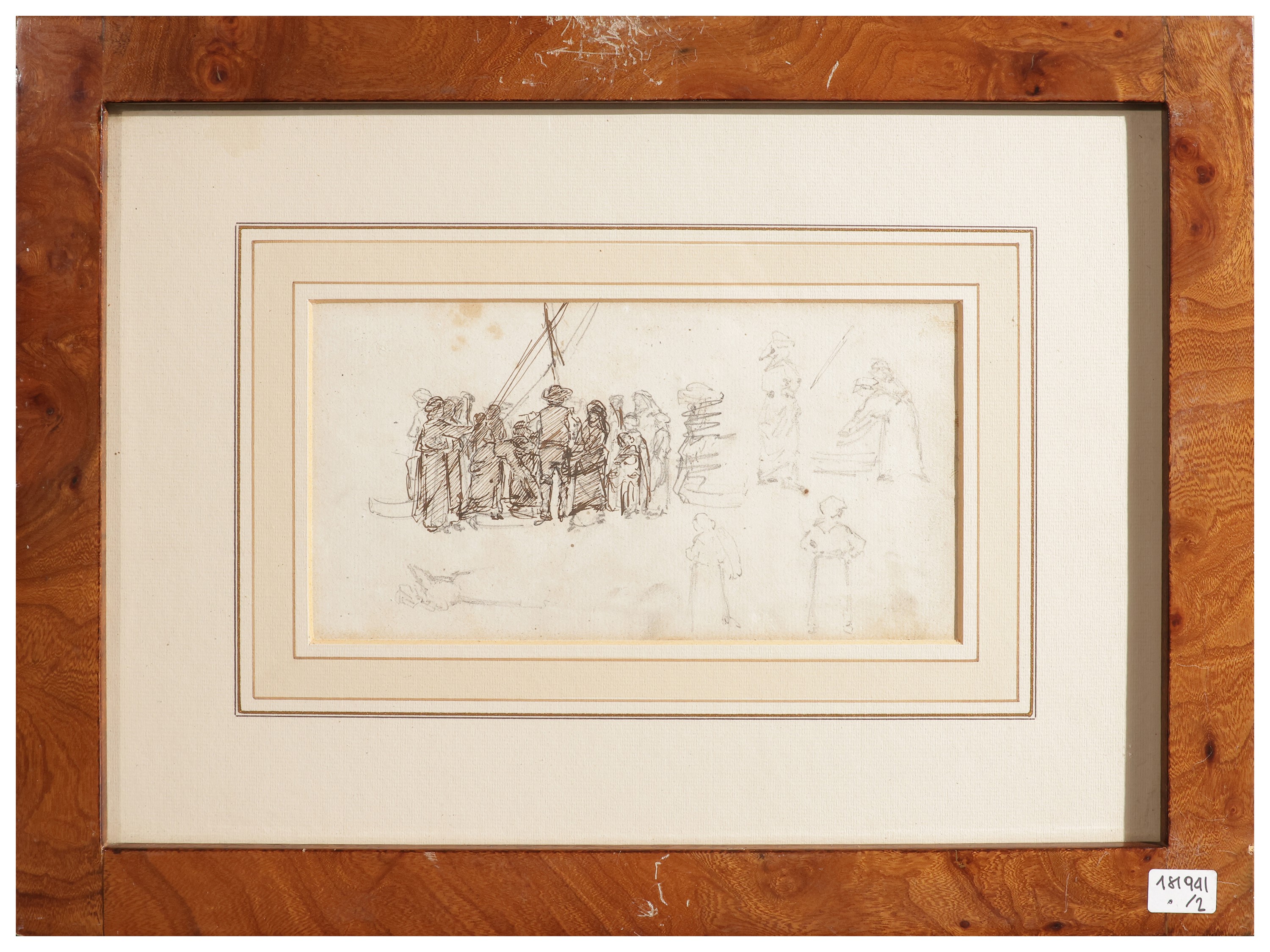 Diverse opere su carta, studi e disegni a matita e china, XIX secolo