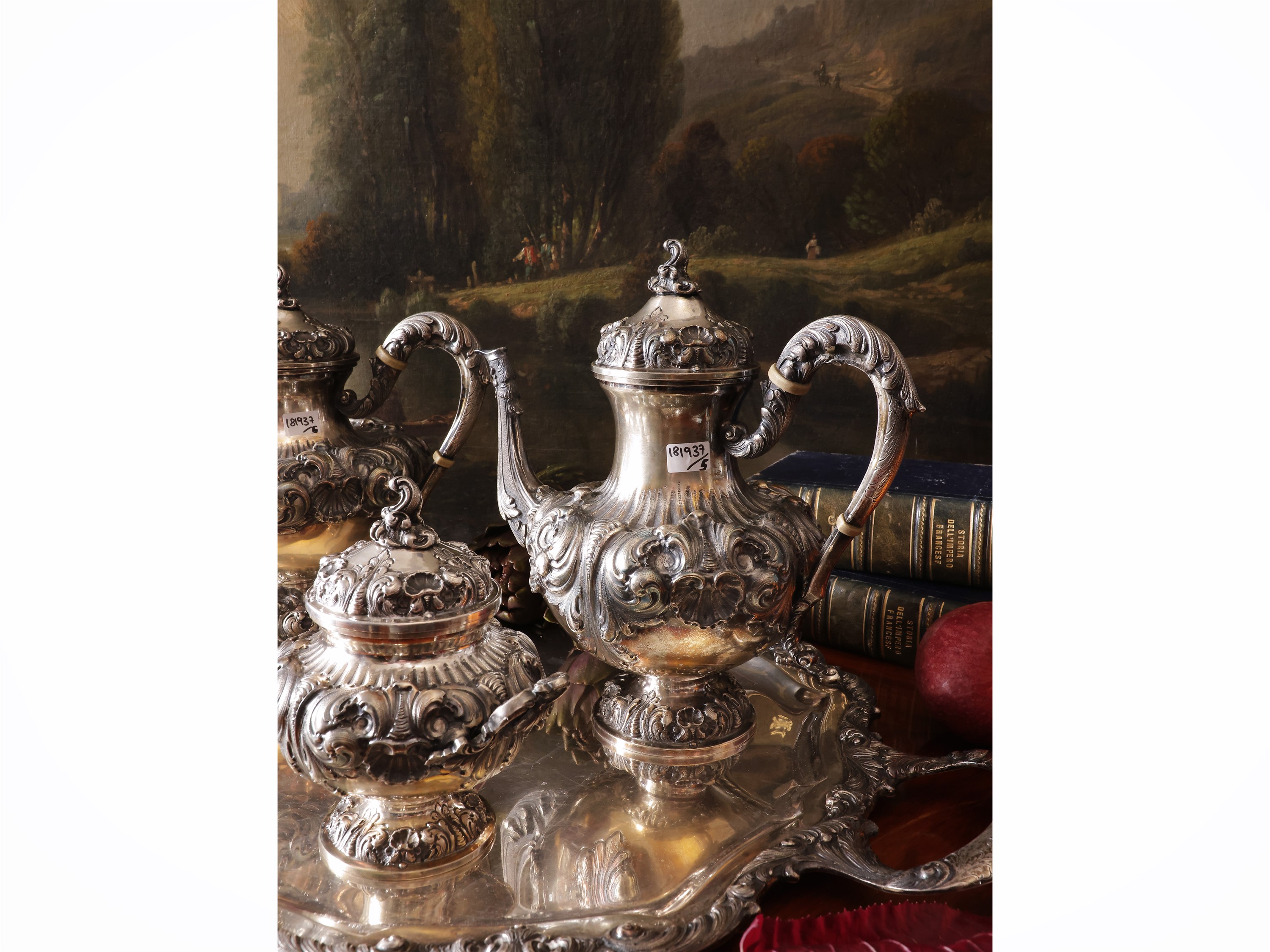 Importante servizio da tè e caffè in argento
