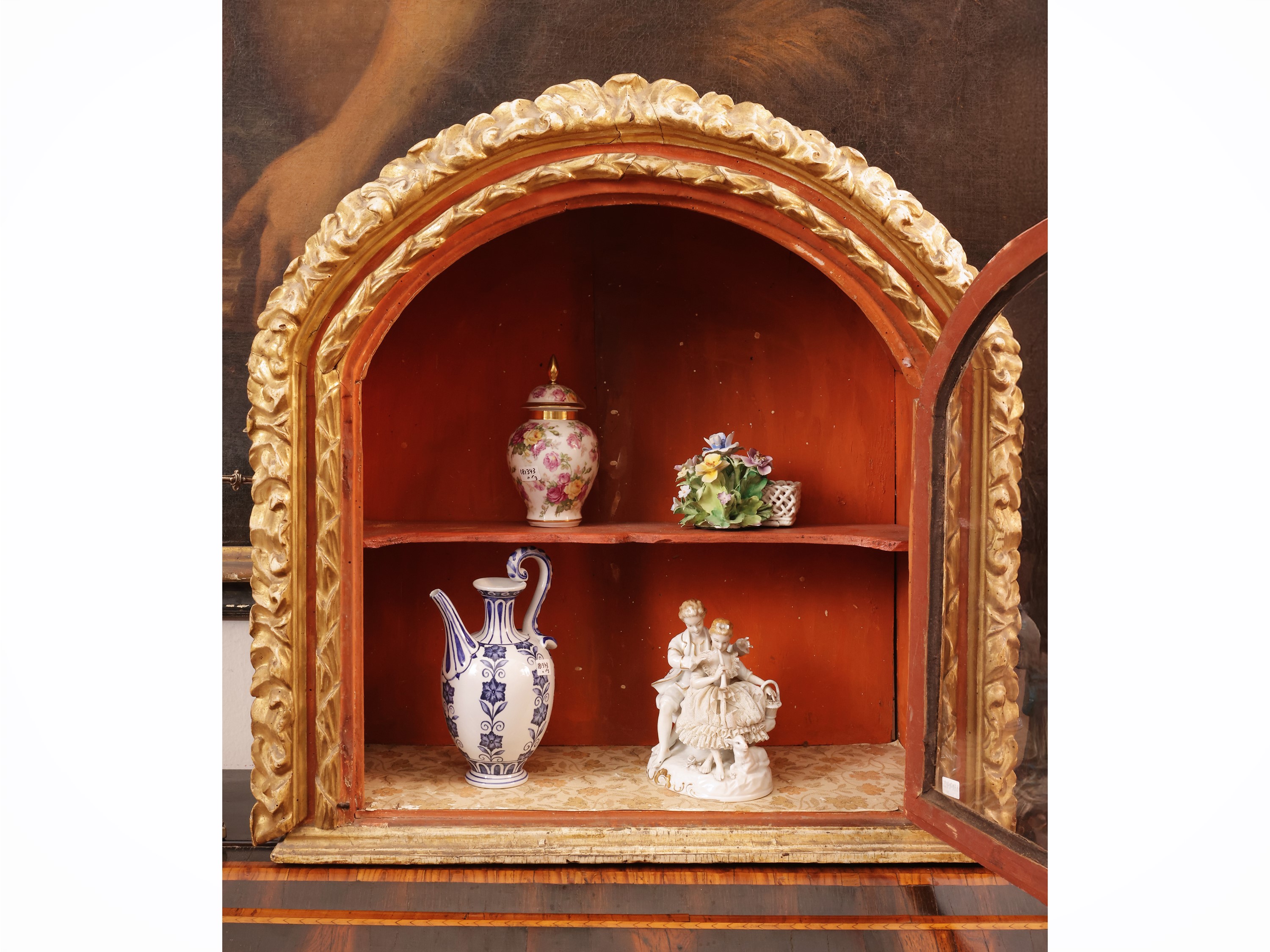 Teca pensile in legno laccato, XIX secolo