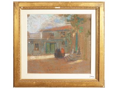 Scorcio di paese con figure