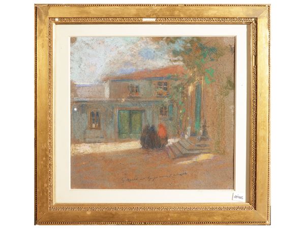 Scorcio di paese con figure