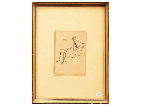 Piero Bernardini : Personaggio in divisa 1920  - Asta Déballage. Occasioni in asta - Maison Bibelot - Casa d'Aste Firenze - Milano