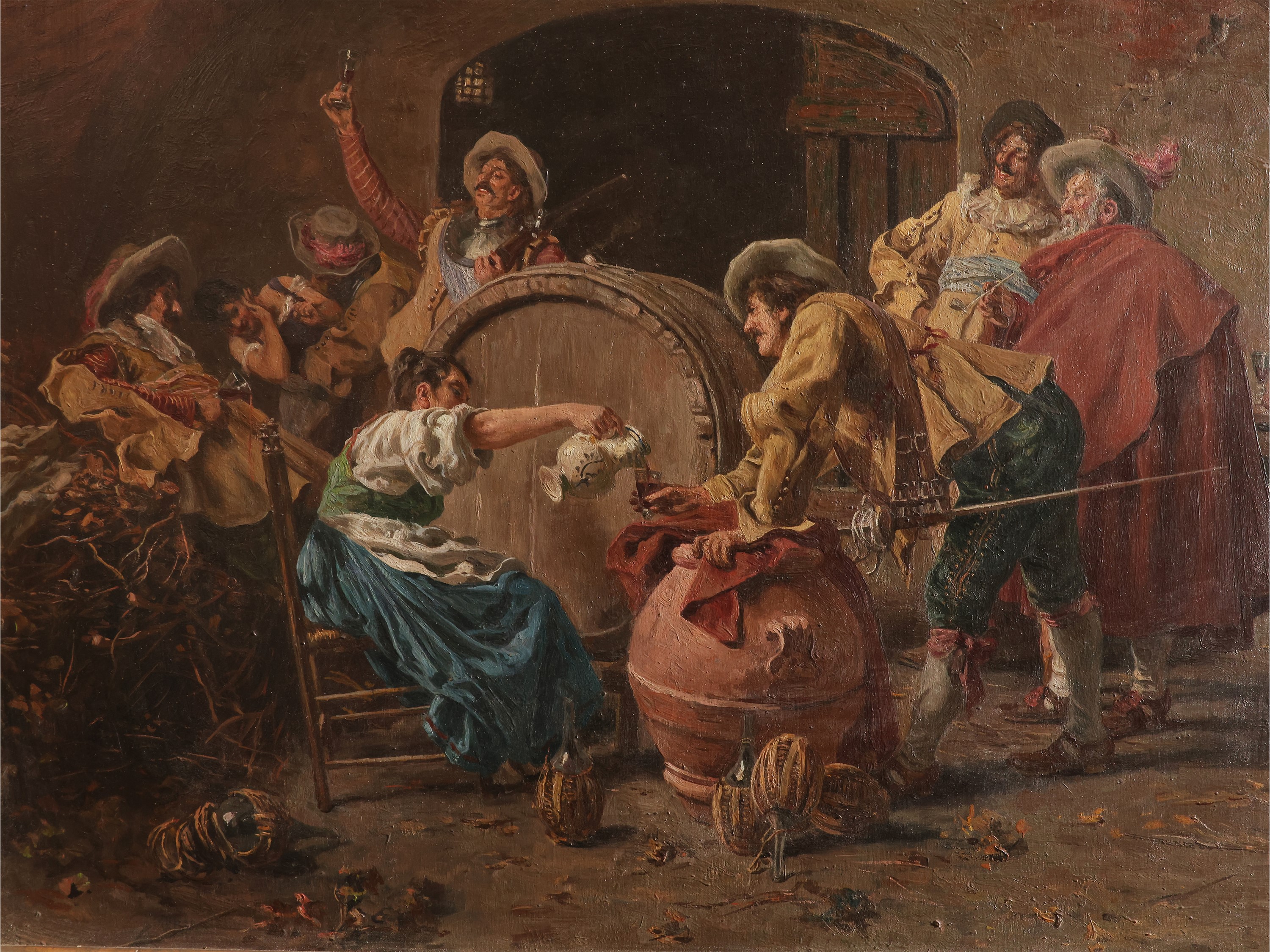 Da Francesco Vinea - Interno di taverna con personaggi, olio su tavoletta