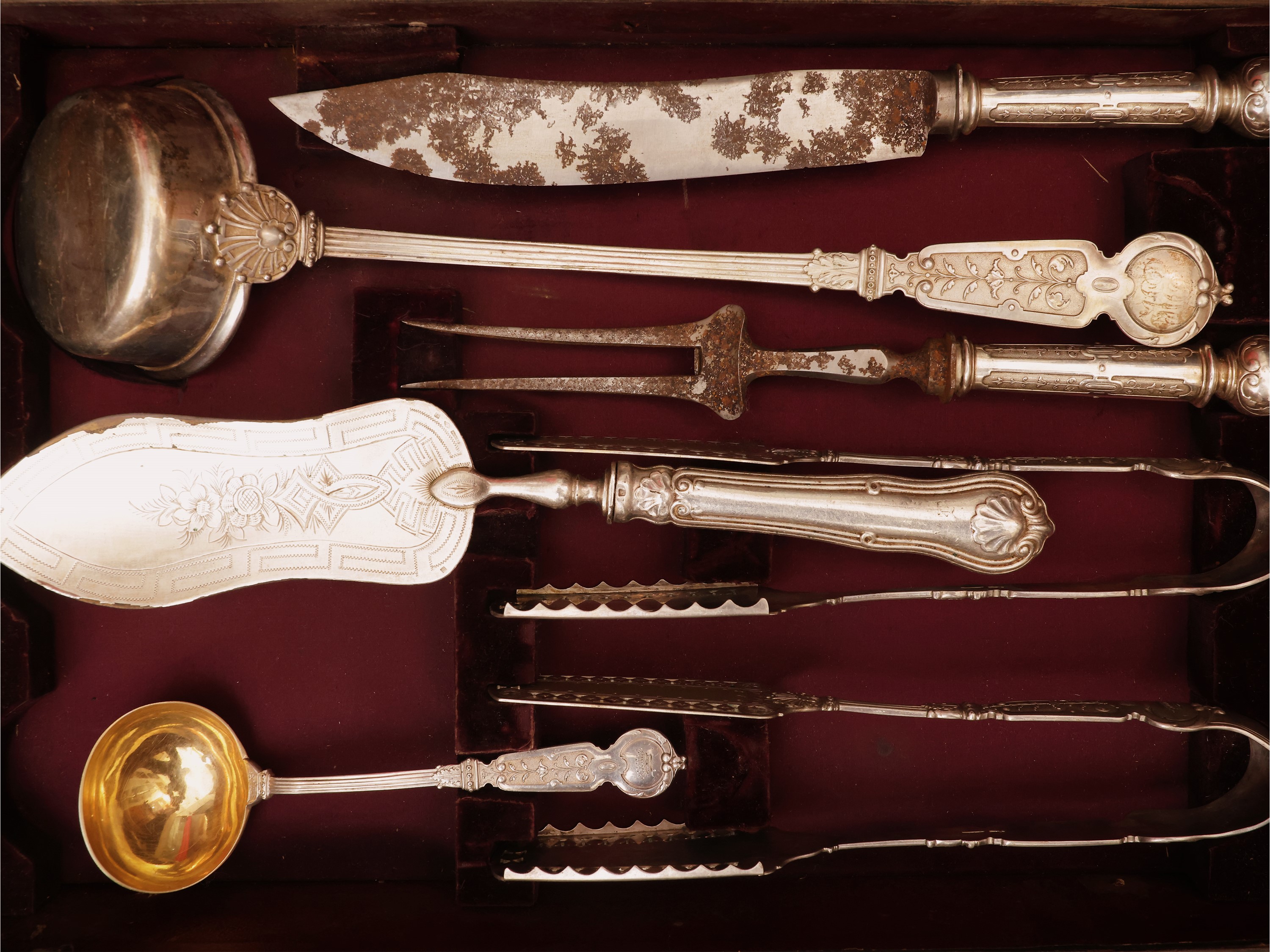 Importante servizio di posate in argento vermeil, Lazarus Posen