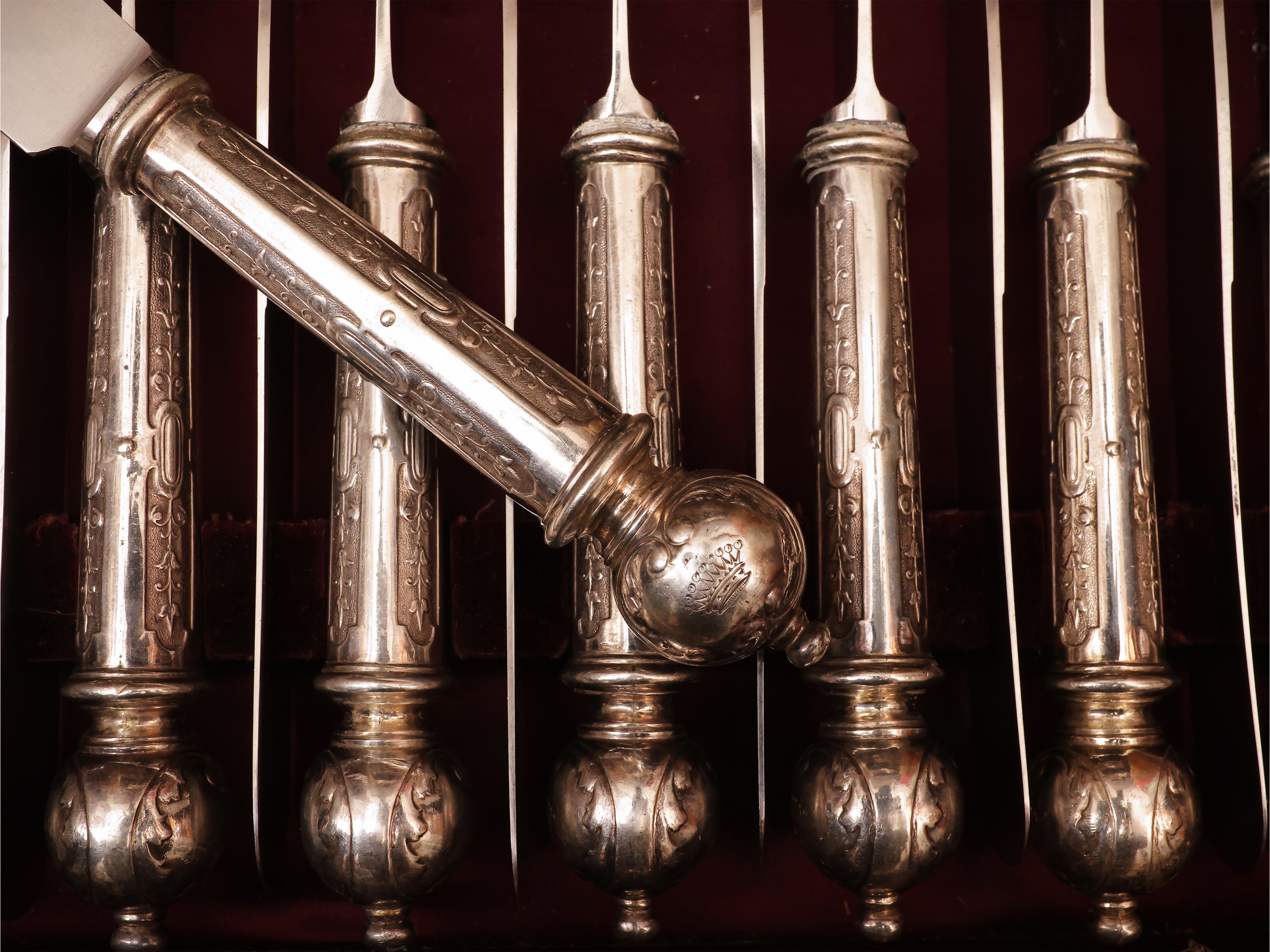 Importante servizio di posate in argento vermeil, Lazarus Posen