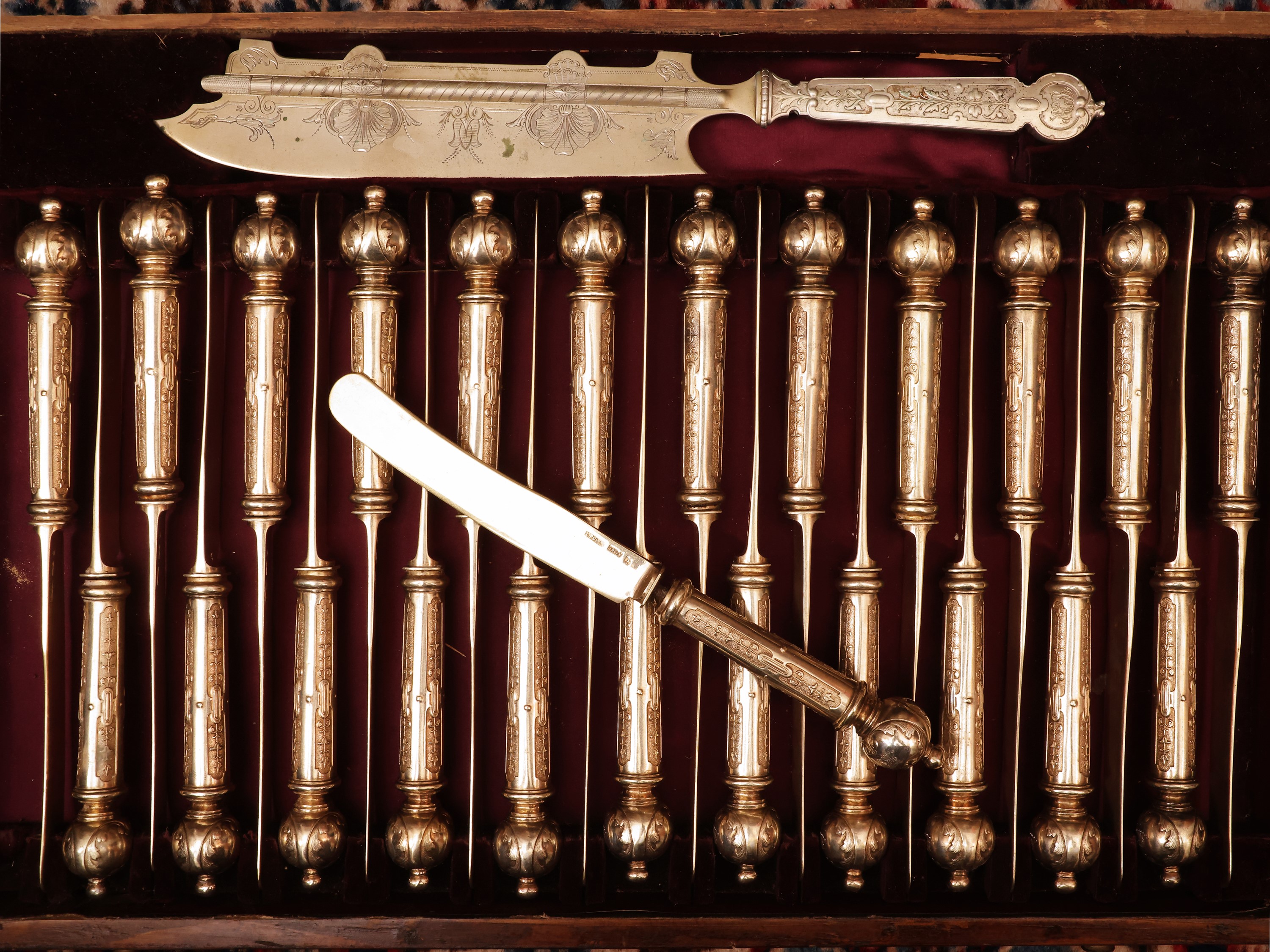 Importante servizio di posate in argento vermeil, Lazarus Posen