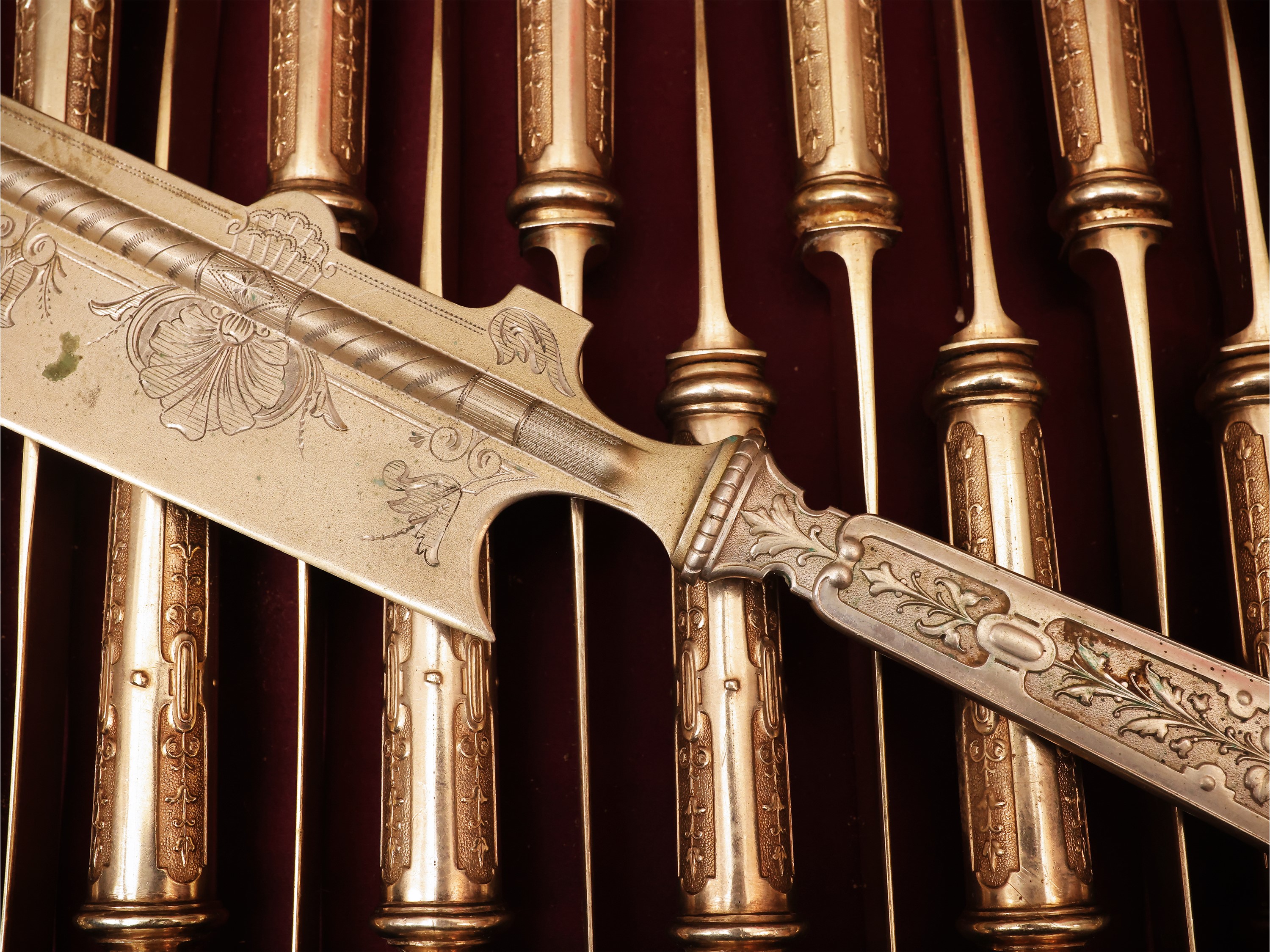 Importante servizio di posate in argento vermeil, Lazarus Posen