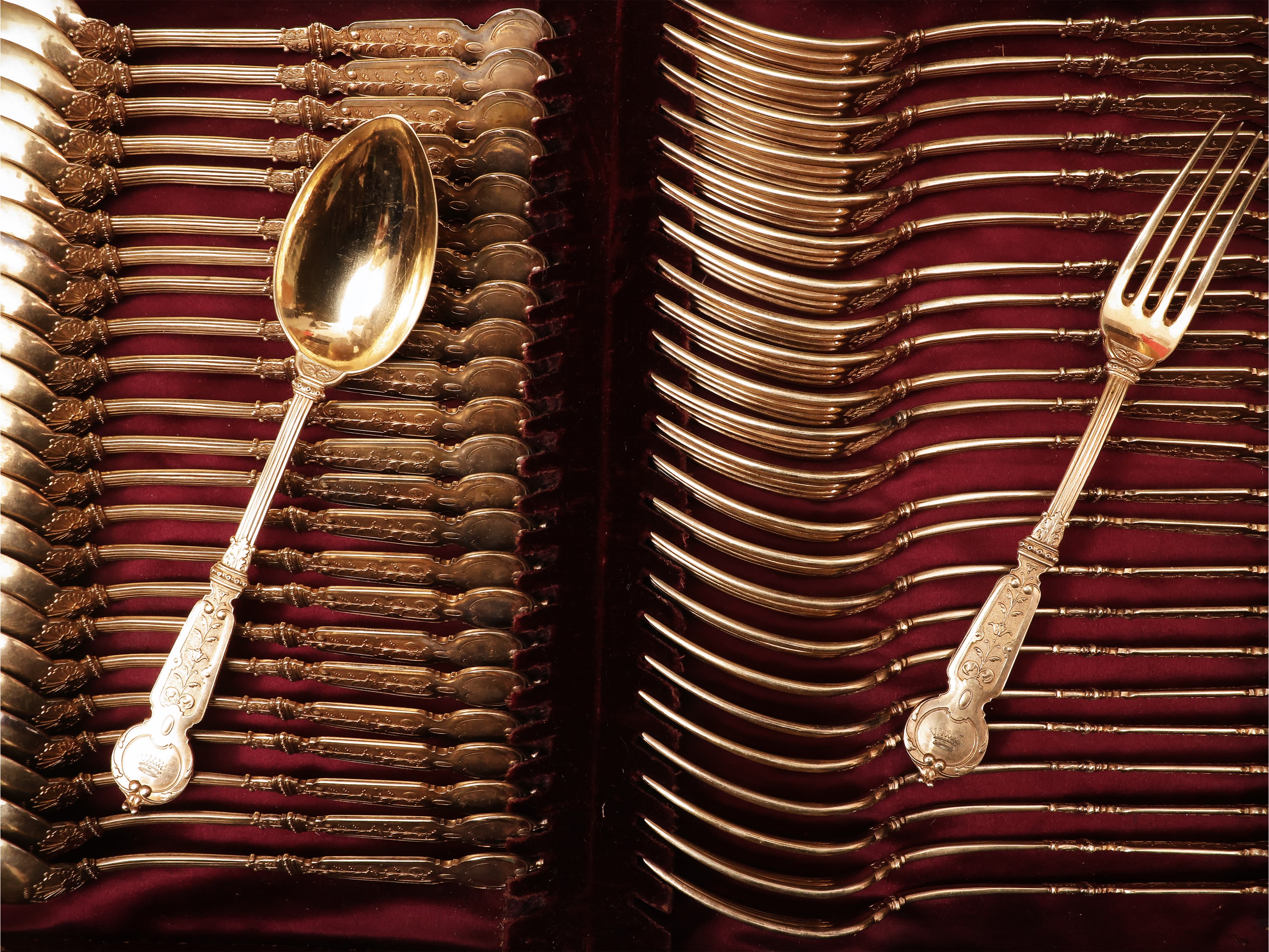 Importante servizio di posate in argento vermeil, Lazarus Posen