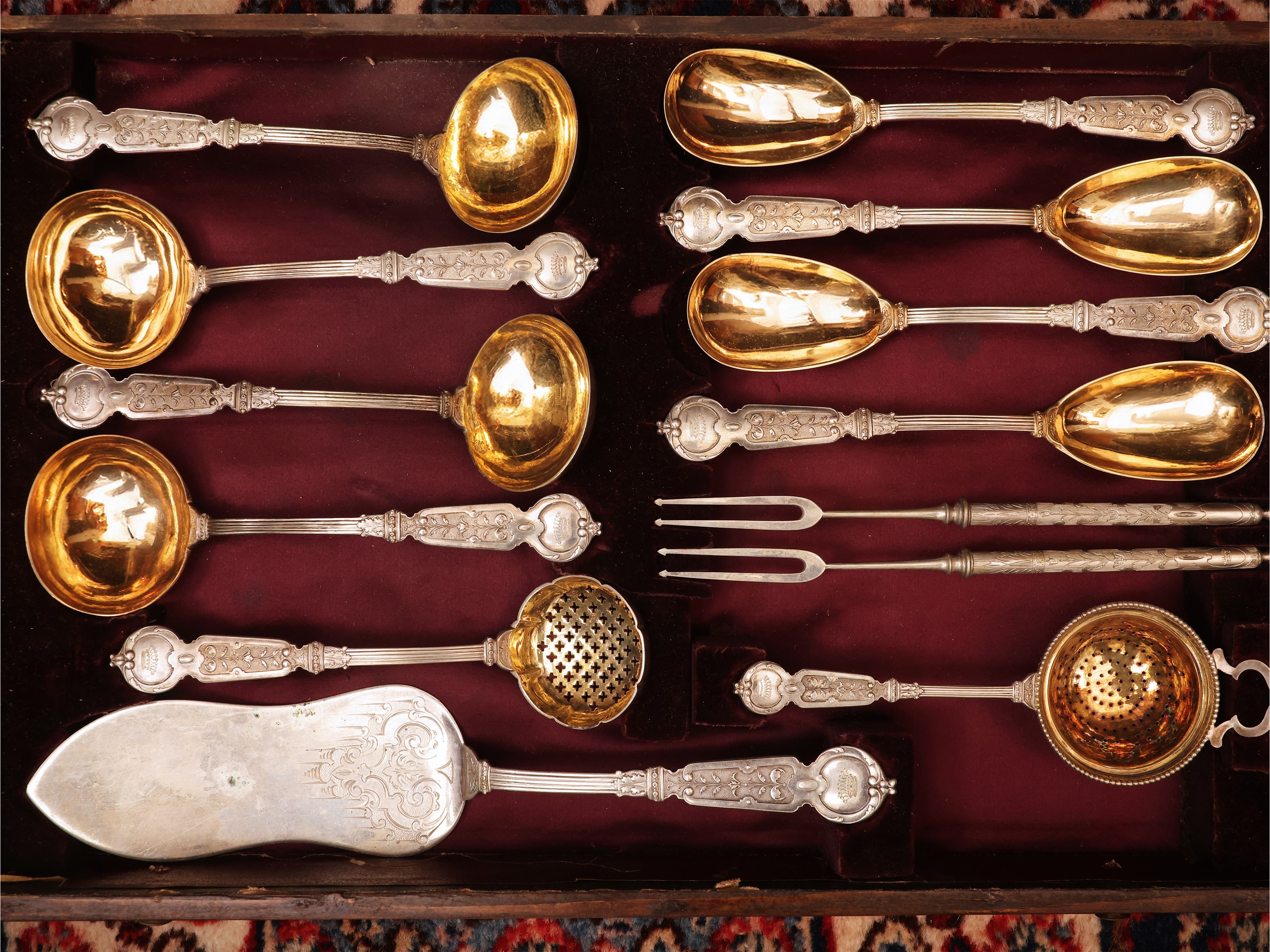 Importante servizio di posate in argento vermeil, Lazarus Posen