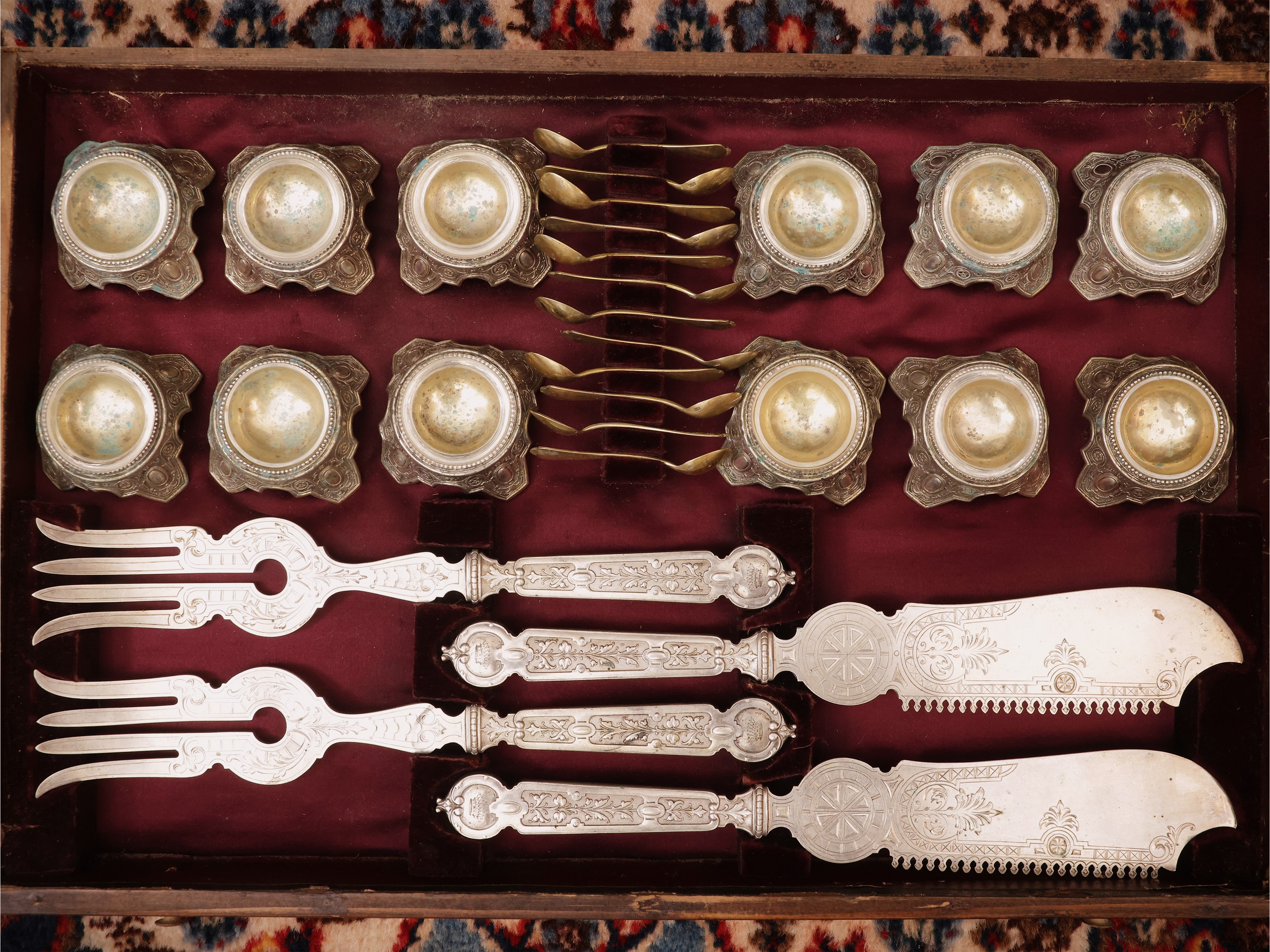 Importante servizio di posate in argento vermeil, Lazarus Posen