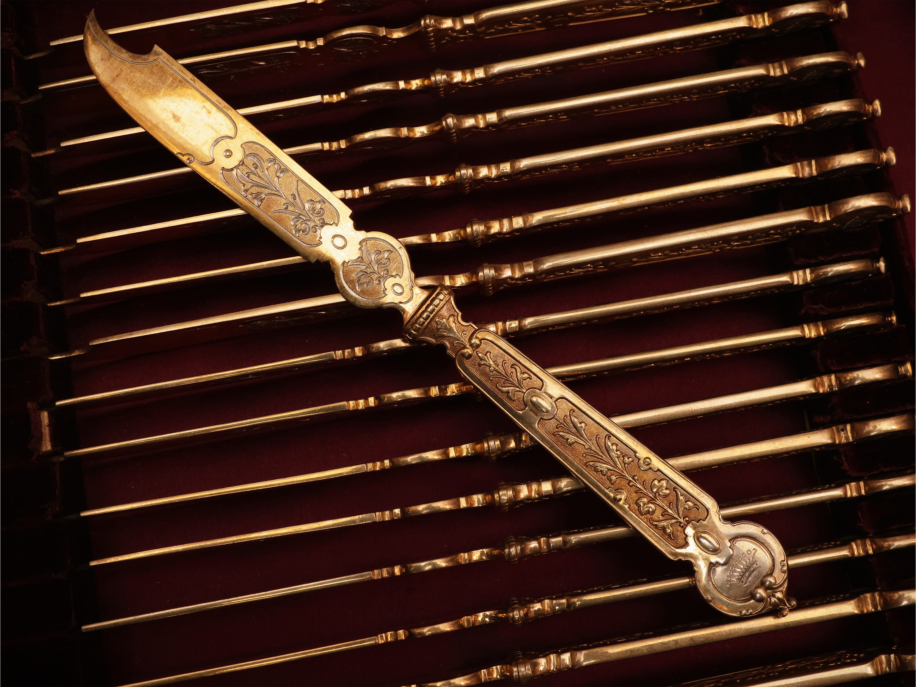 Importante servizio di posate in argento vermeil, Lazarus Posen