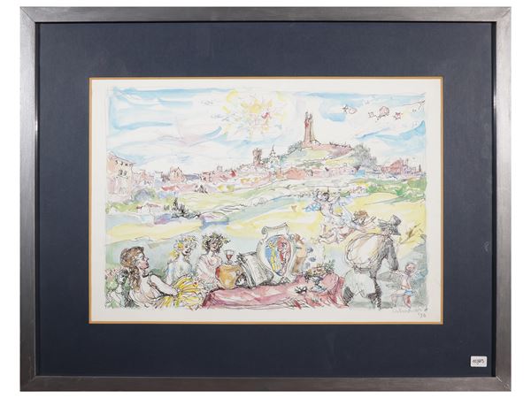 Dilvo Lotti : Baccanale 1993  - Asta Luce di Toscana: Maestri del Novecento - Maison Bibelot - Casa d'Aste Firenze - Milano