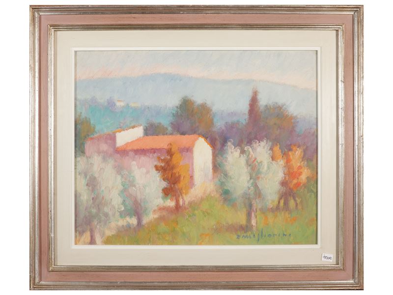 Dino Migliorini - Casolare - olio su faesite