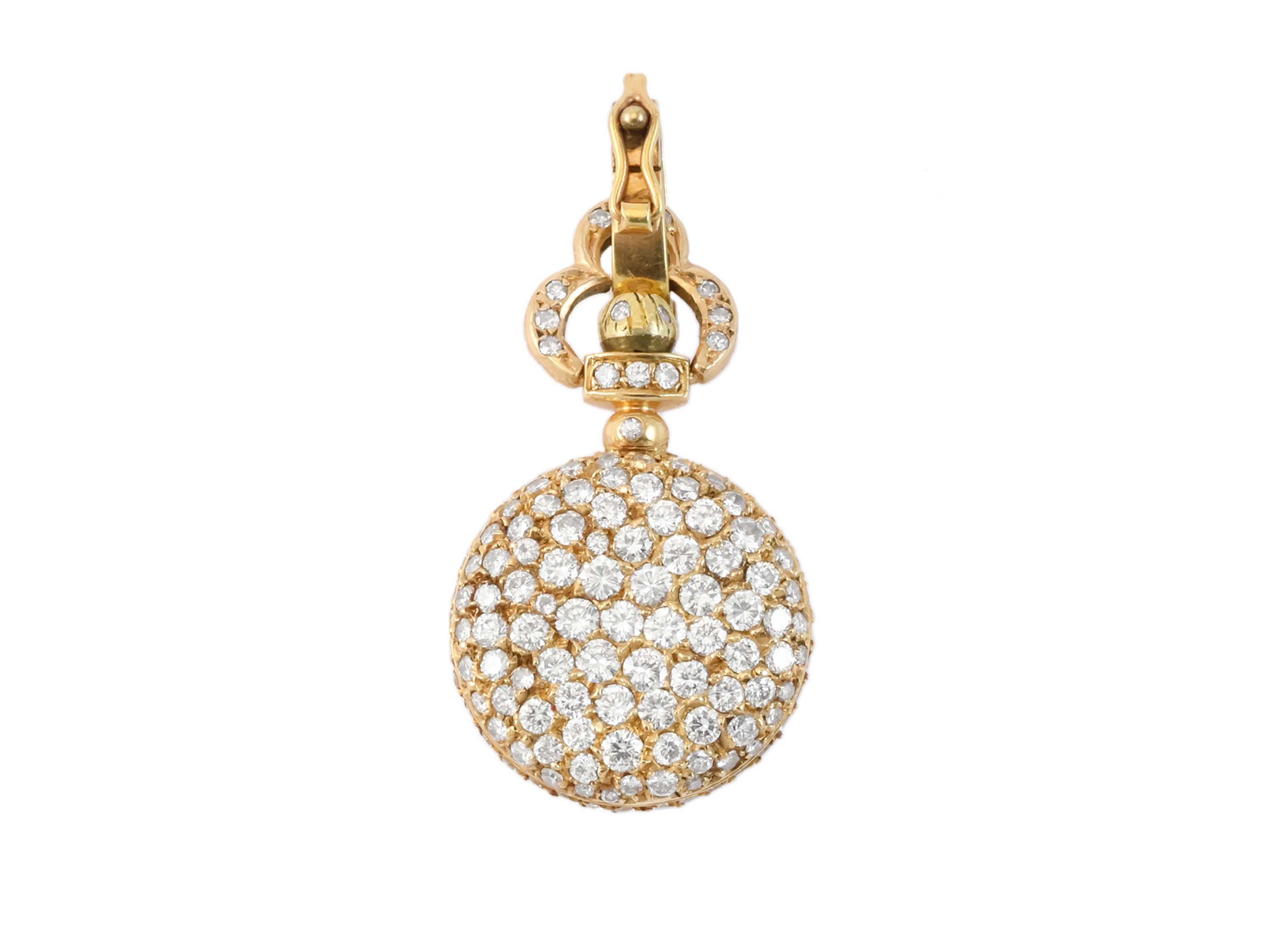Piccolo orologio pendente in oro giallo e diamanti