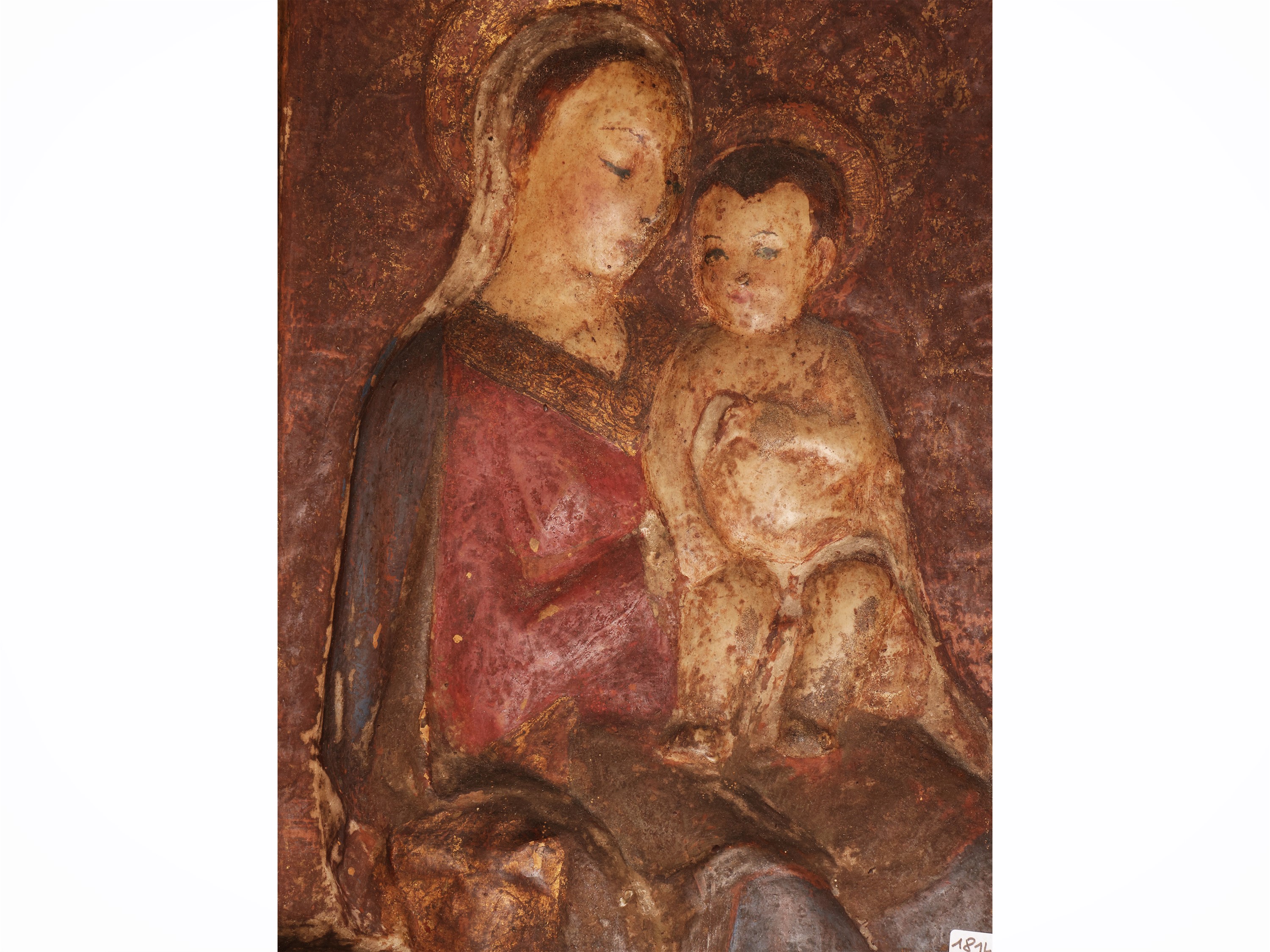 Da Antonio Rossellino - Madonna con Bambino, placca a bassorilievo in cartapesta