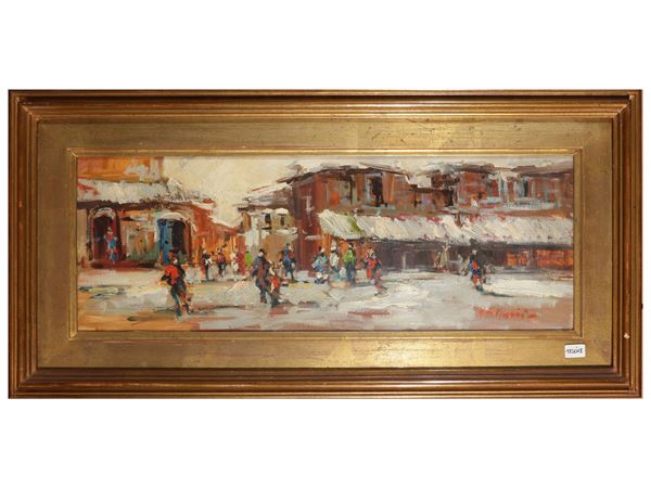 Norberto Martini - Scorcio di piazza con figure