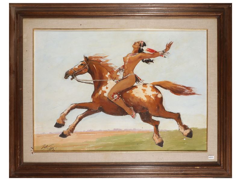 Donna nativa americana a cavallo