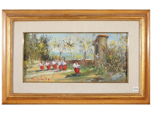 Norberto Martini - Strada con chierichetti