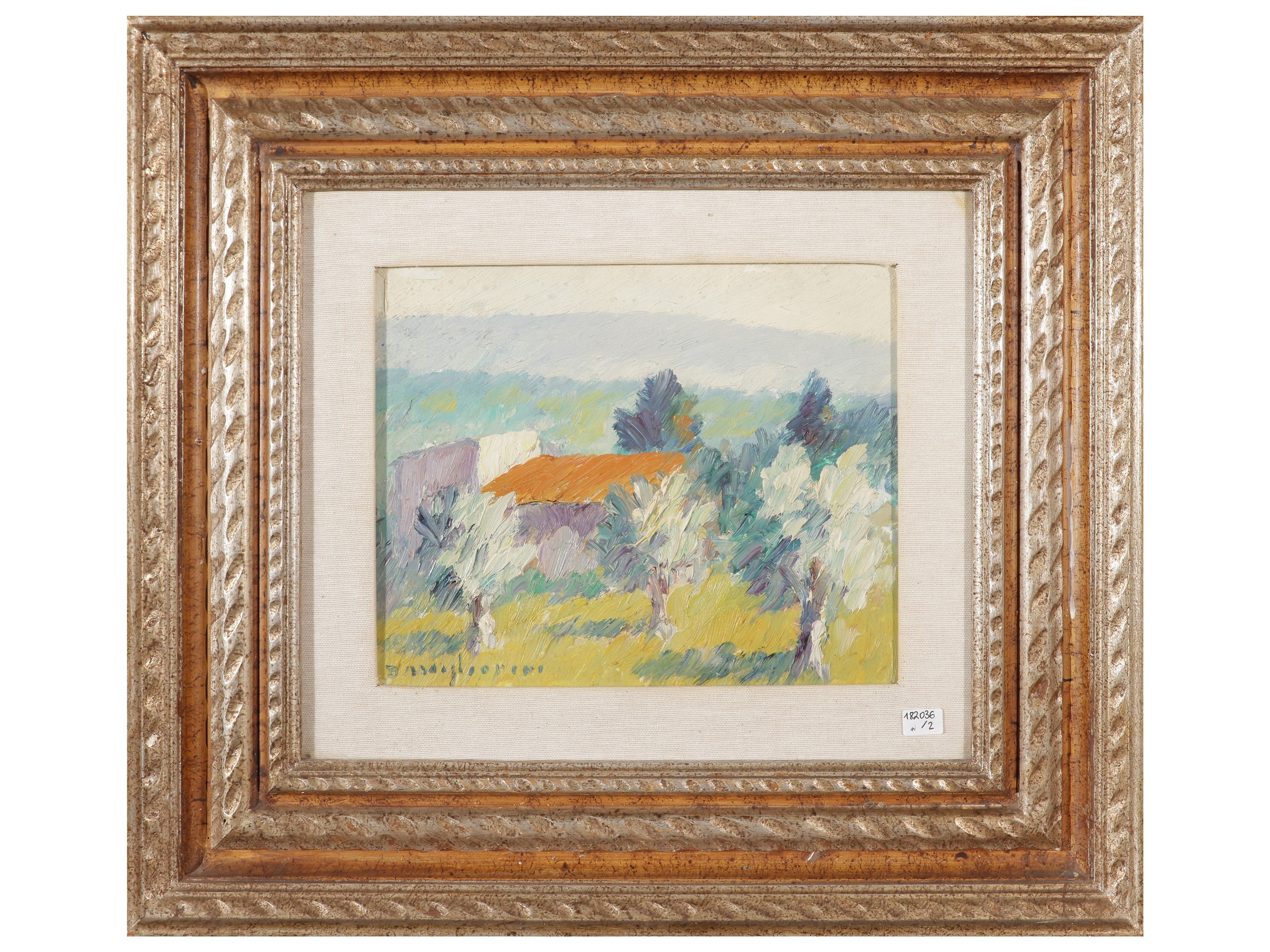 Dino Migliorini - Volto di Madonna e Paesaggio, due dipinti ad olio su faesite