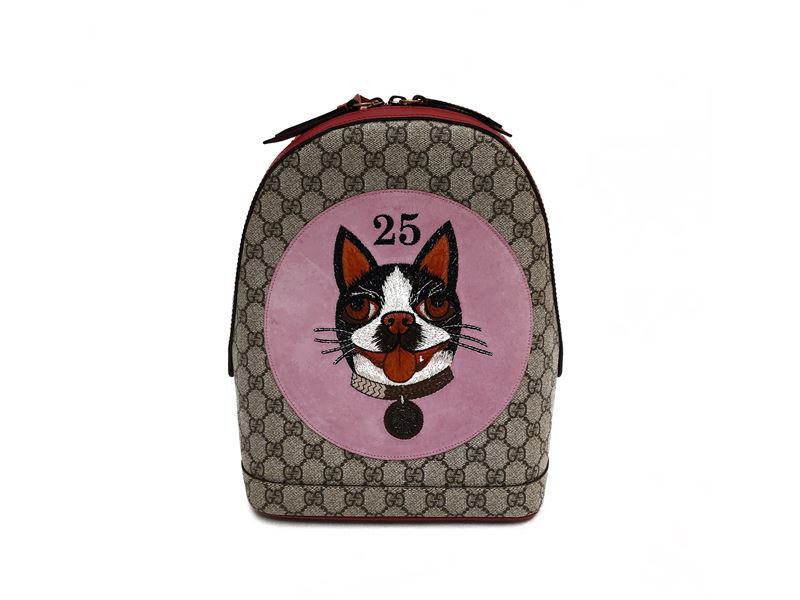 Gucci - Zainetto Bosco in tela monogram GG supreme e pelle rossa