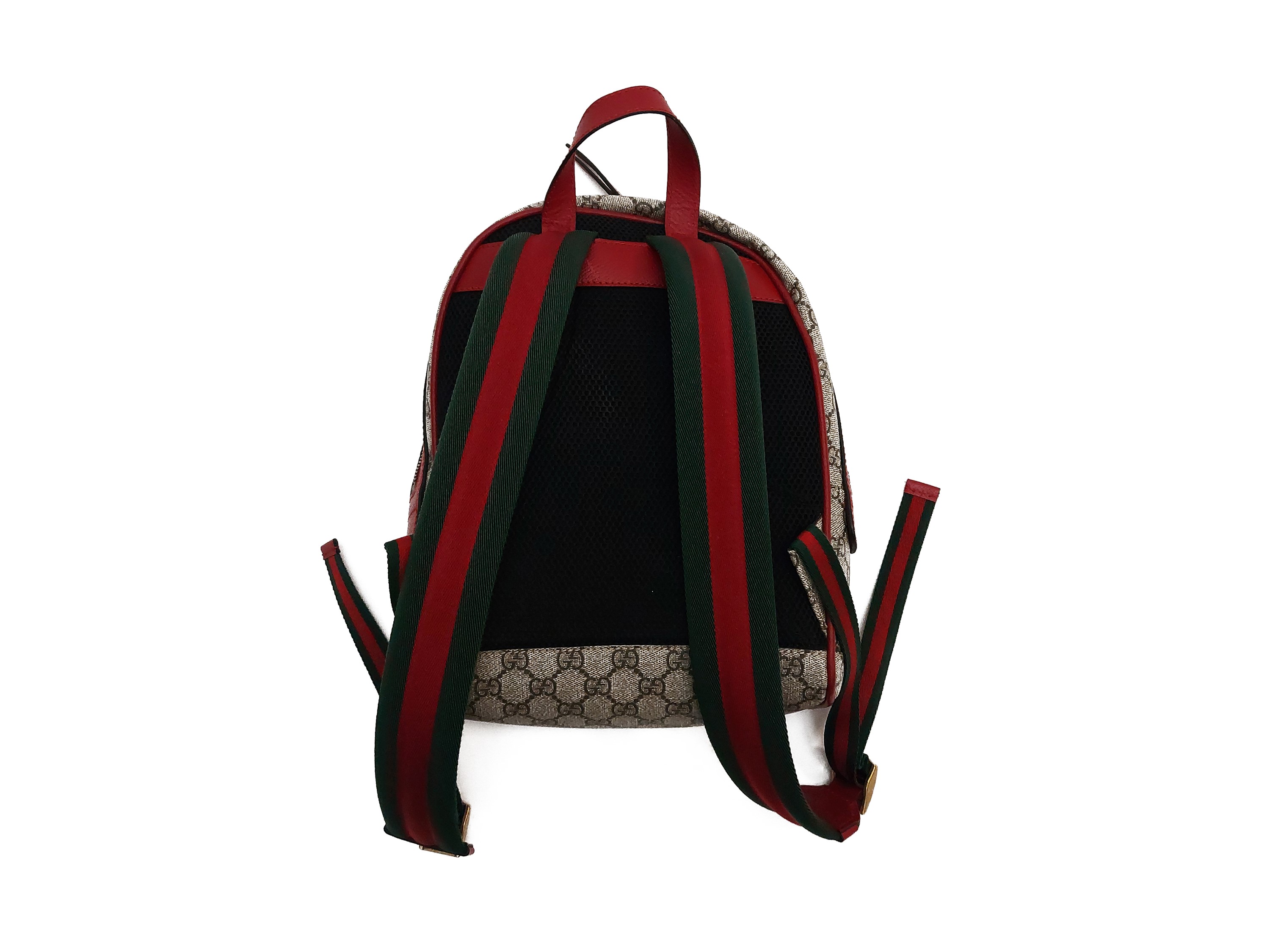 Gucci - Zainetto Bosco in tela monogram GG supreme e pelle rossa