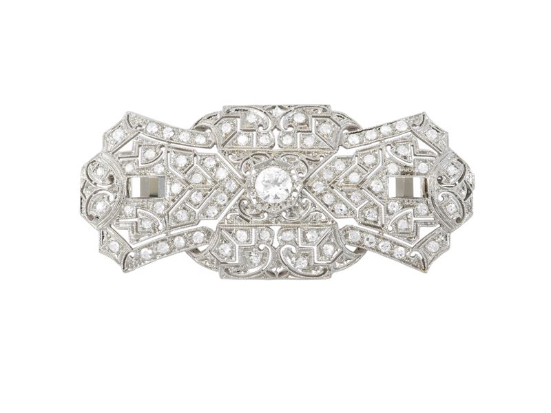 Spilla in oro bianco e diamanti