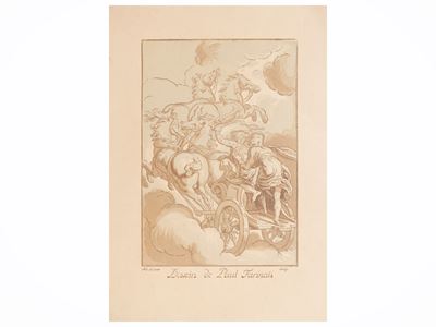 Fetonte alla guida del carro di Apollo, xilografia