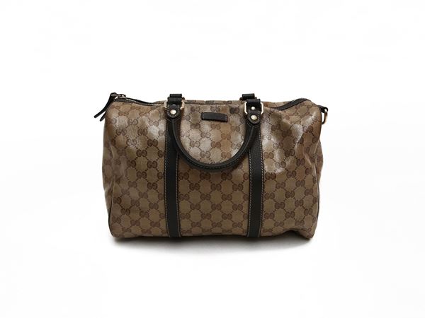 Gucci - Bauletto Boston in tela monogram GG crystal marrone
