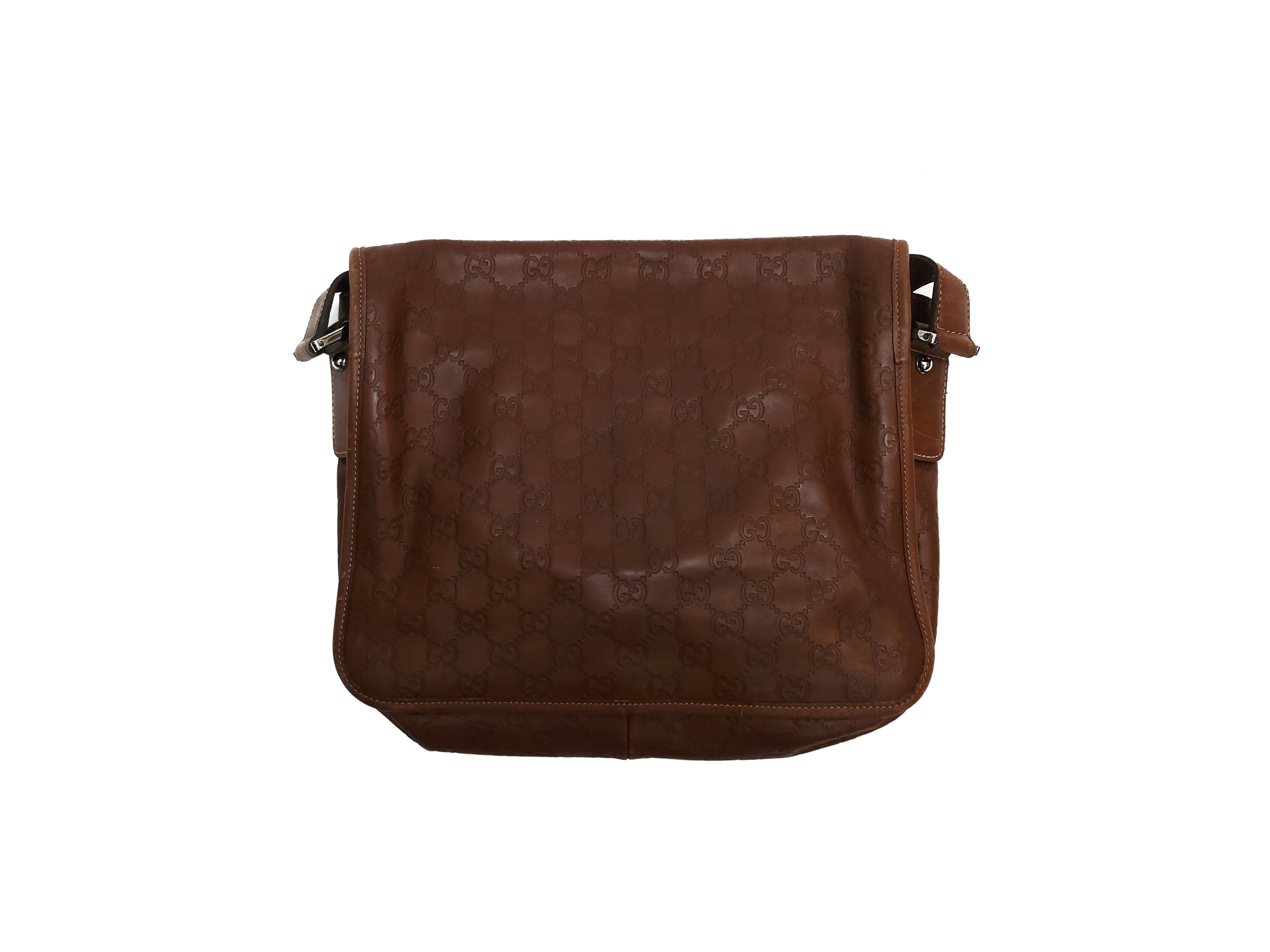 Gucci, Cartella in pelle Guccissima nocciola con tracolla