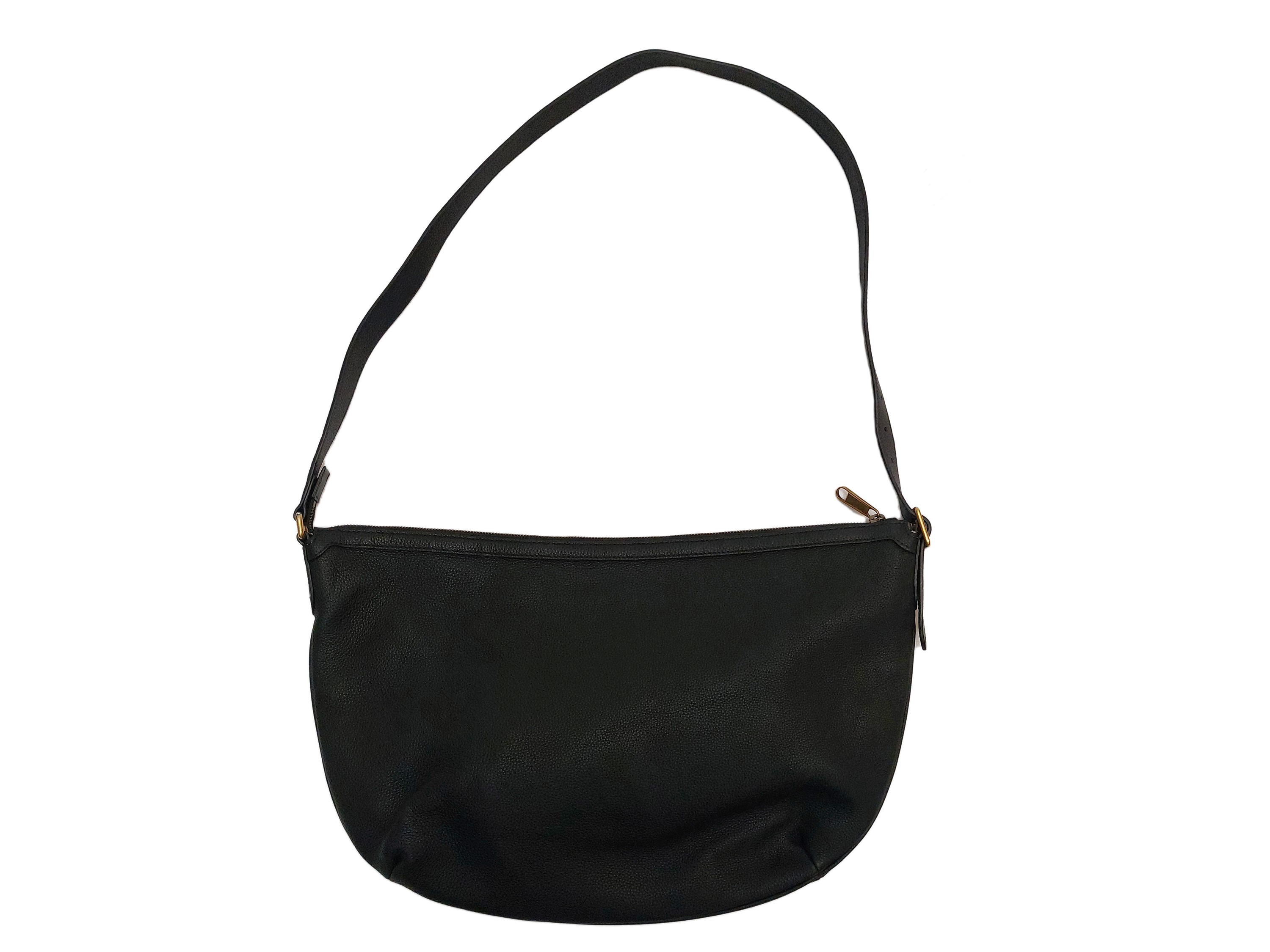 Gucci, Borsa hobo half moon in pelle nera con logo stampato