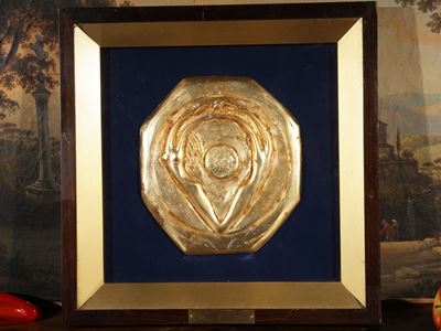 Simbolo Ufficiale Fondazione Re Cecconi, bassorilievo in argento 925 placcato in oro 24k