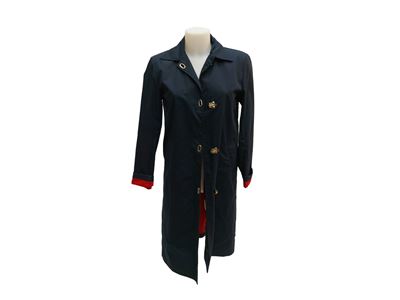 Ralph Lauren, Trench in cotone blu con interno rosso, taglia S