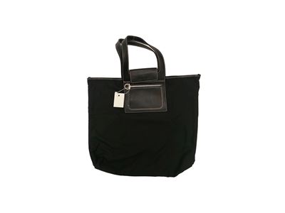 Salvatore Ferragamo, Shopper da viaggio in nylon e pelle nera, h 40x46 cm