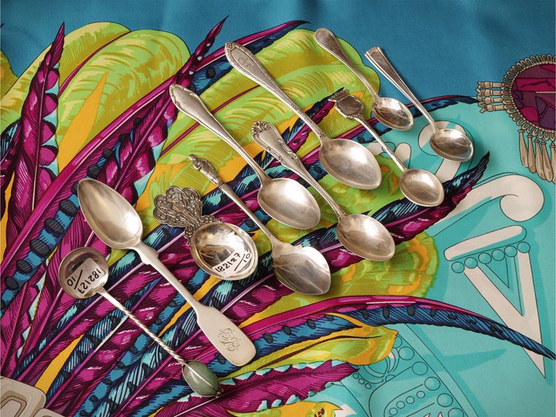 Raccolta di cucchiaini in argento d'epoca