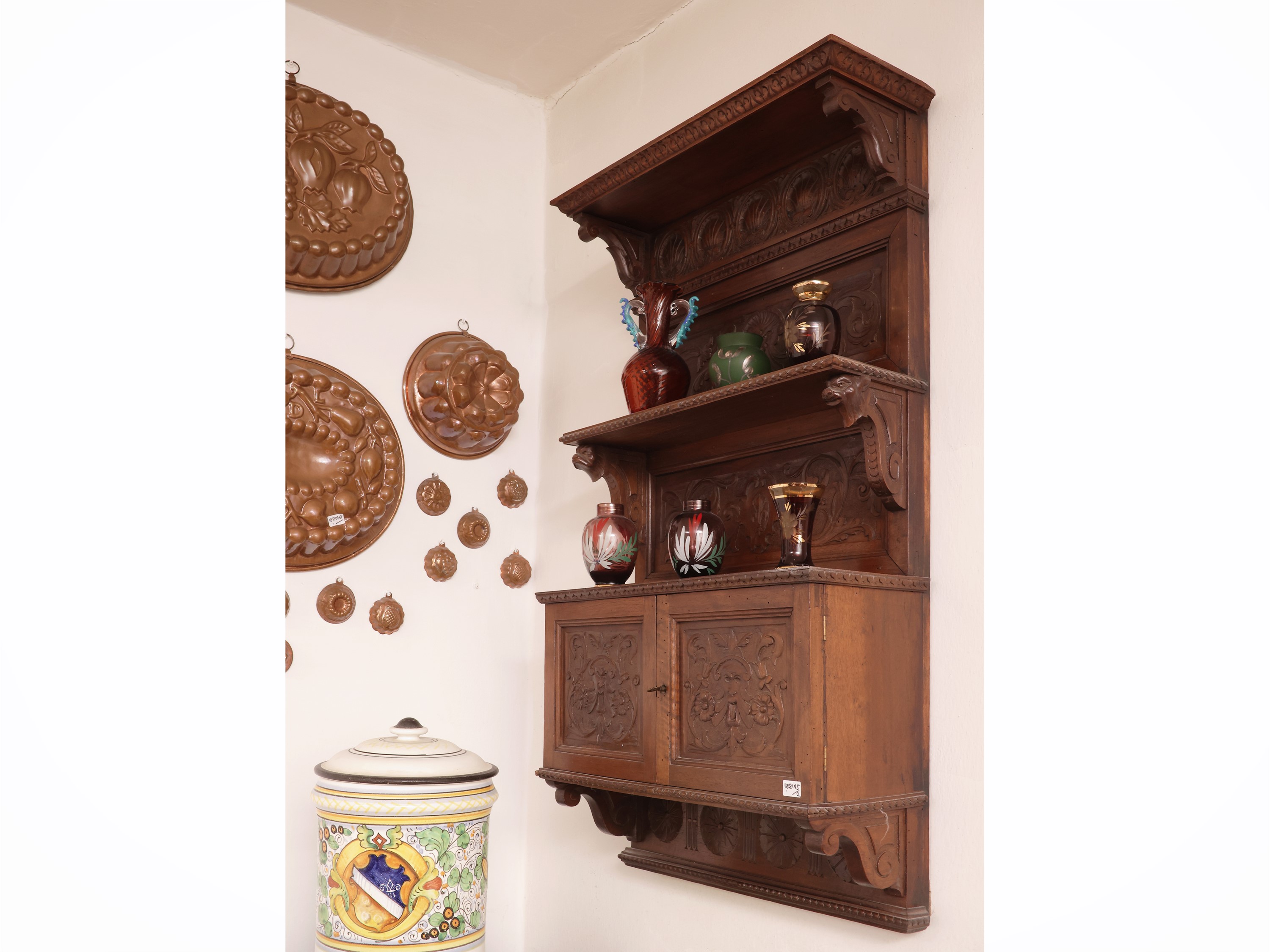 Coppia di Etagere-libreria Pensili in Noce